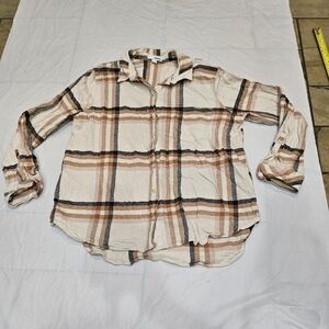 Sonoma Flannel Button Up Checkered Shirt Sz L